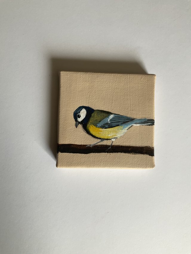 obraz ptaszek ręcznie malowany