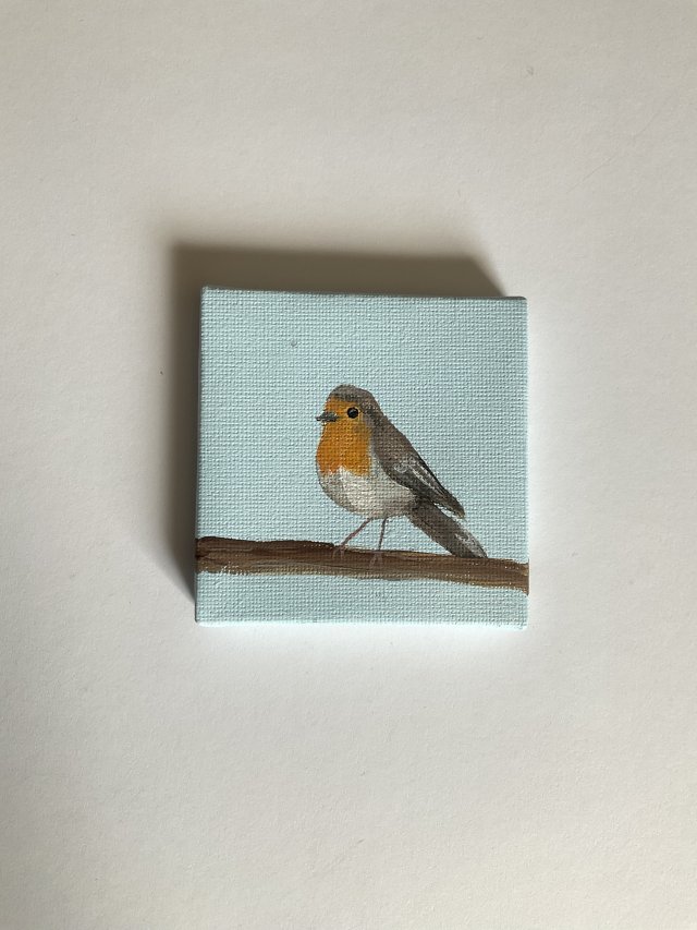 obraz ptaszek ręcznie malowany