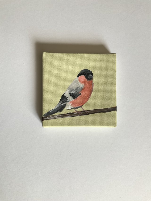obraz ptaszek ręcznie malowany