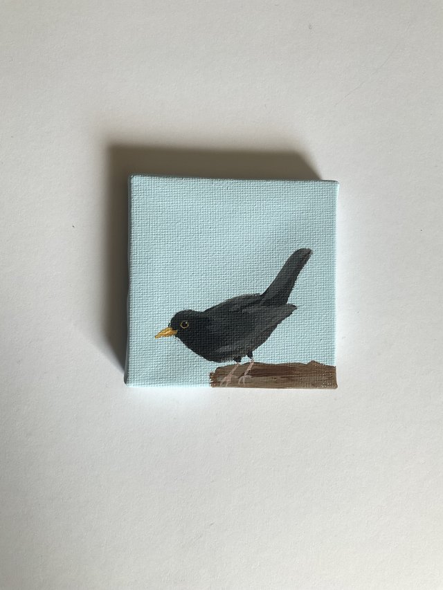obraz ptaszek ręcznie malowany