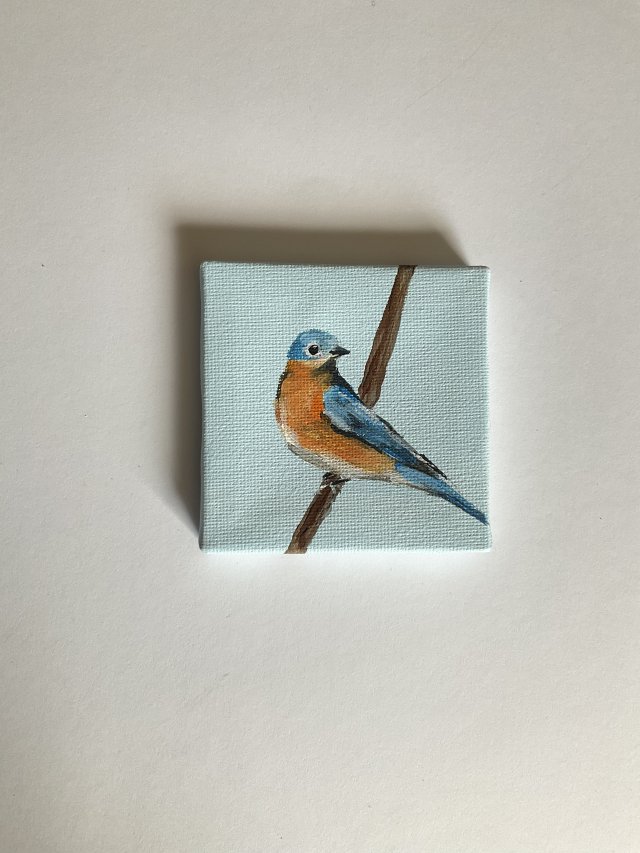 obraz ptaszek ręcznie malowany