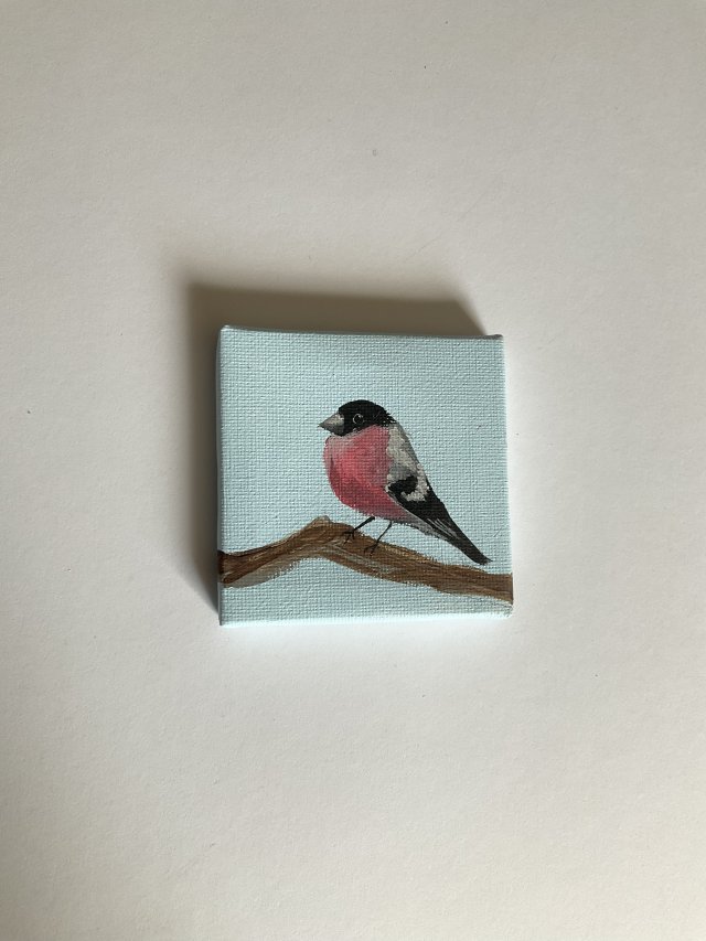 obraz ptaszek ręcznie malowany