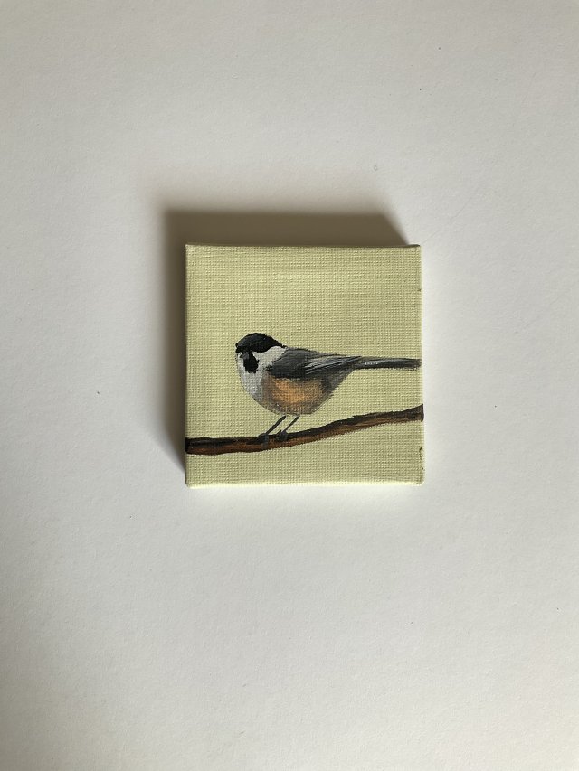 obraz ptaszek ręcznie malowany