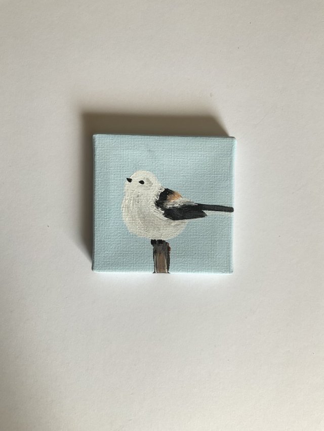obraz ptaszek ręcznie malowany