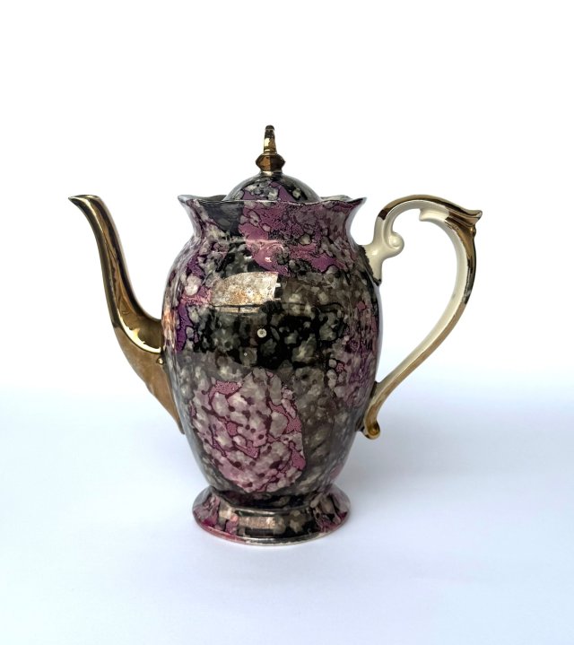 Luksusowy dzbanek Tułowice fioletowy marmurek PRL retro design