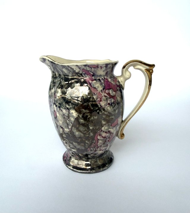 Pękaty mlecznik marmurek Tułowice fioletowo srebrny kolor PRL design retro home