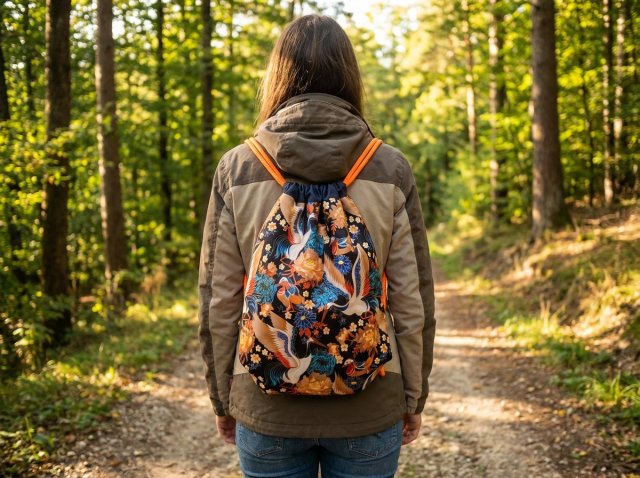 Workoplecak z motywem żurawi