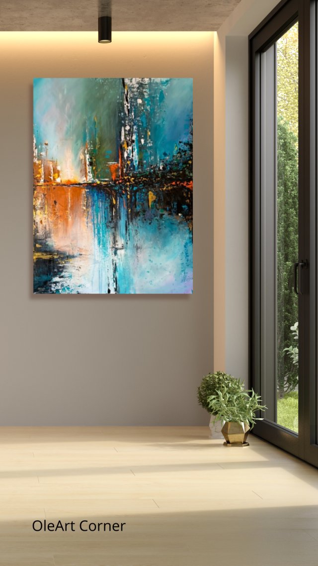 "Turkusowa noc" 80x60 cm