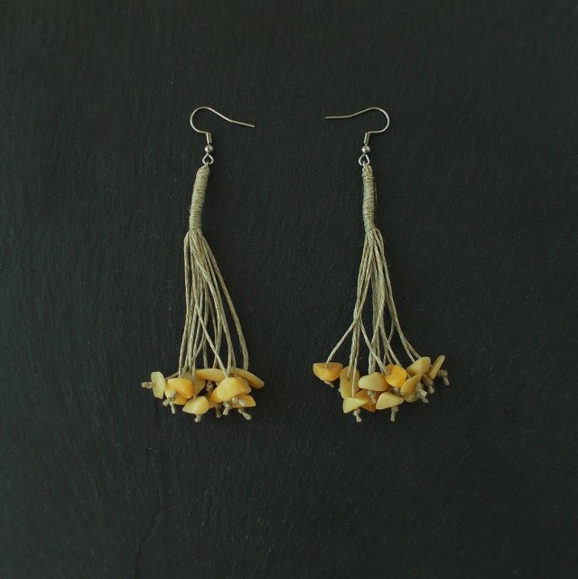 Jadeit żółty kolczyki Nature