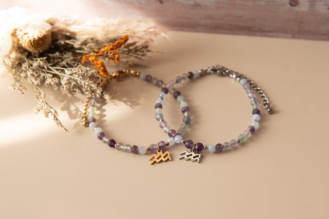 Bransoletka zodiakalna z kamieni dla Wodnika • Wodnik • Aquarius • zodiak