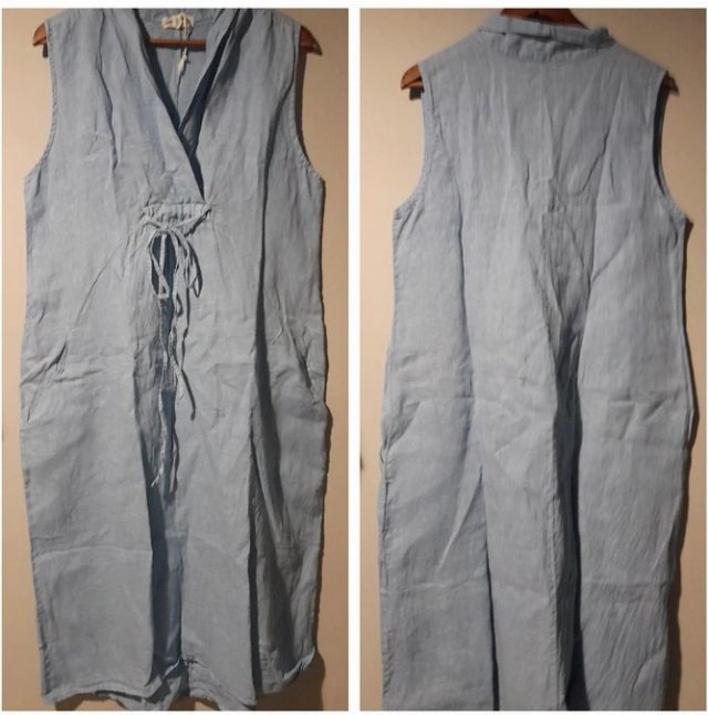 Niebieska lniana sukienka