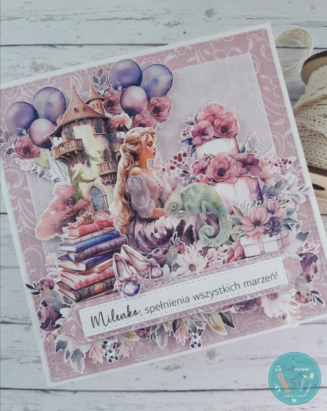 Kartka urodzinowa z Roszpunką, personalizacja