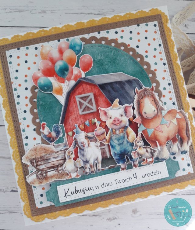 Kartka urodzinowa dla dziecka "Urodziny na farmie", personalizacja