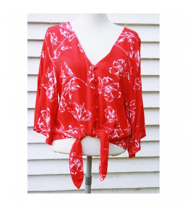 CZERWONA BLUZKA  AMISU - VINTAGE STYLE