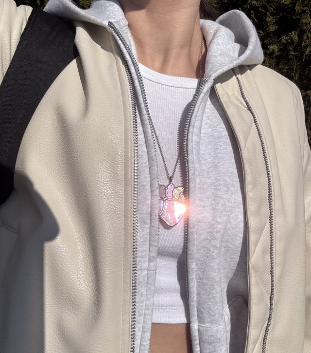 NASZYJNIK SZKLANY ANATOMICZNE SERCE WISIOREK WITRAŻ