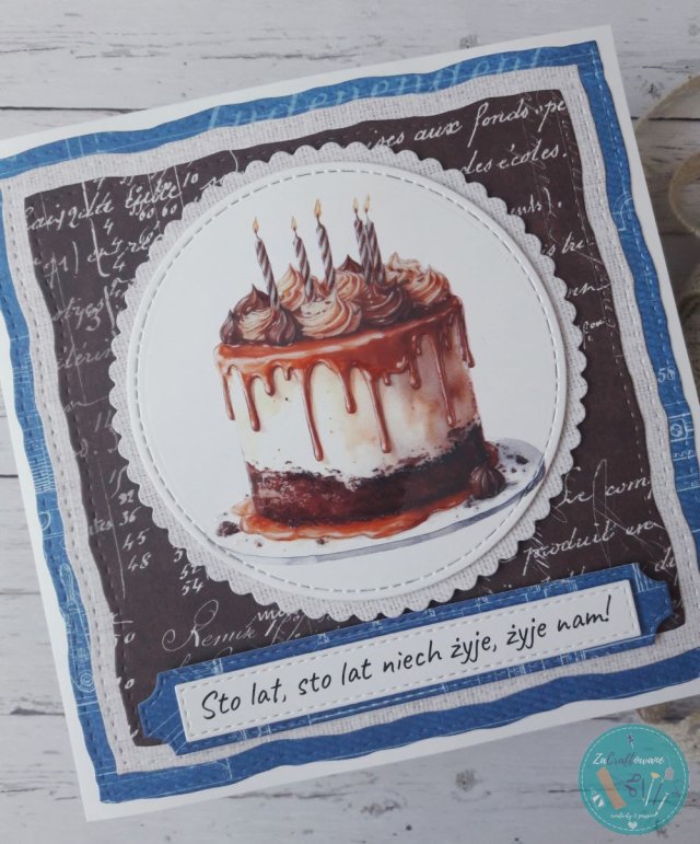 Kartka urodzinowa z tortem, dla mężczyzny
