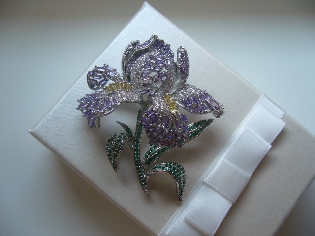 PIĘKNA BROSZKA ZAWIESZKA KWIAT IRYS
