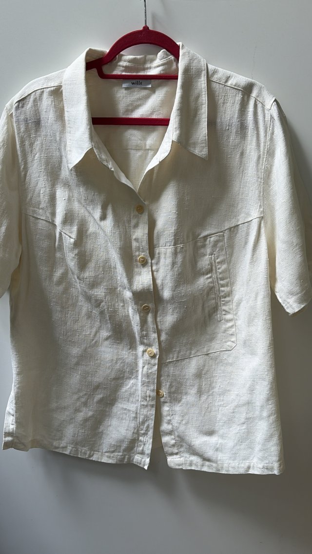 WILLE Len z bawełną dobrze uszyta bluzka koszulowa  z krótkim rękawem