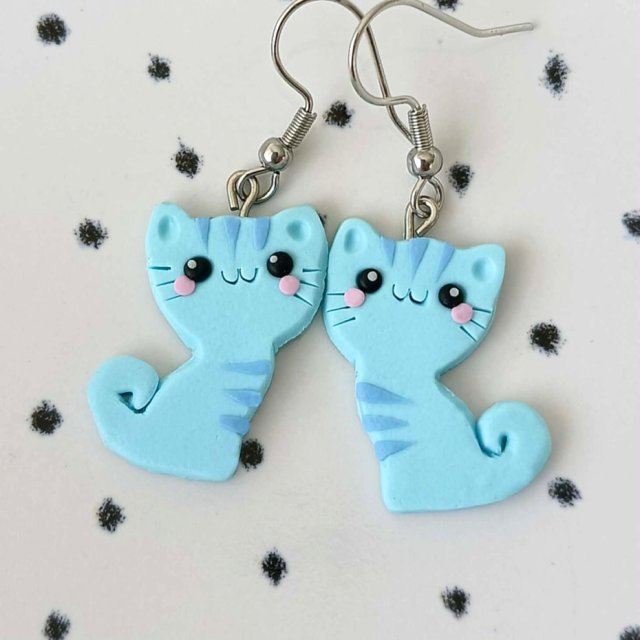 Kolczyki Niebieskie Kotki