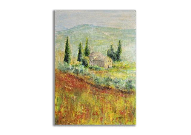 Słoneczna Toskania. Obraz ręcznie malowany.