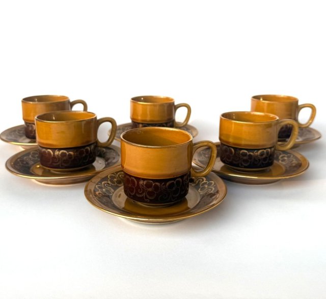 Zestaw 6 filiżanek Tułowice ceramika filiżanka miodowa PRL lata 70/80 retro decor