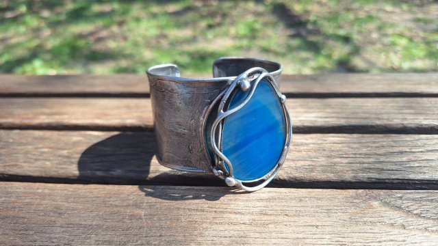 Niebieski agat - bransoletka regulowana