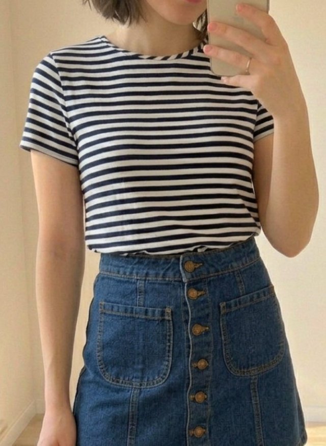 H&M t-shirt w paski wiskoza (F, Vw)