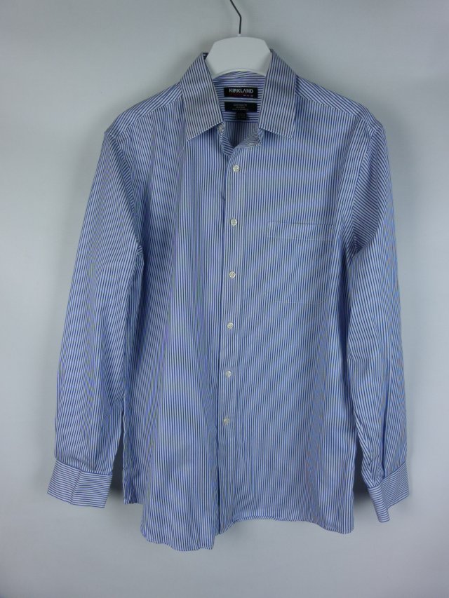 Kirkland koszula bawełna drobne paseczki / 42 - 16,5 custom fit