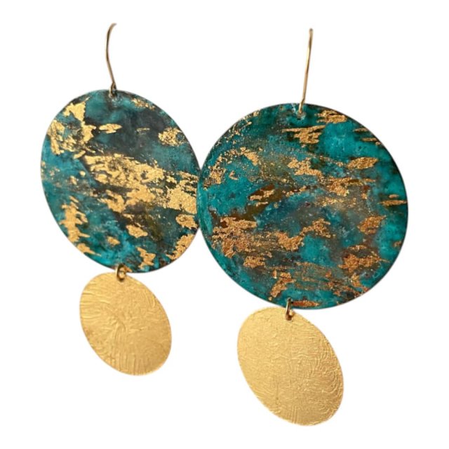 Duże kolczyki turkus i złoto c1400