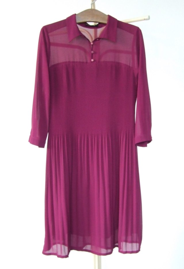 plisowana burgundowa sukienka L jak nowa