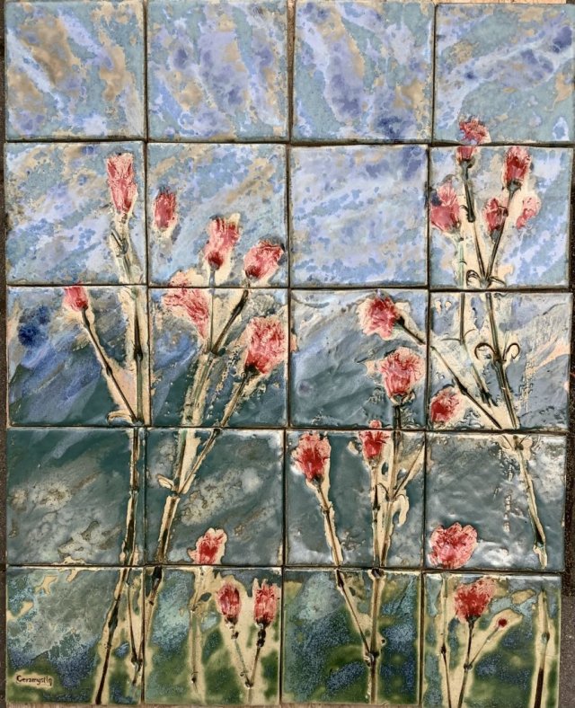 Zestaw kafli ceramicznych "Kwiaty"