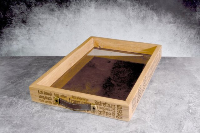 Taca / prezenter z drewna i szkła – kolekcja Laser Engraving