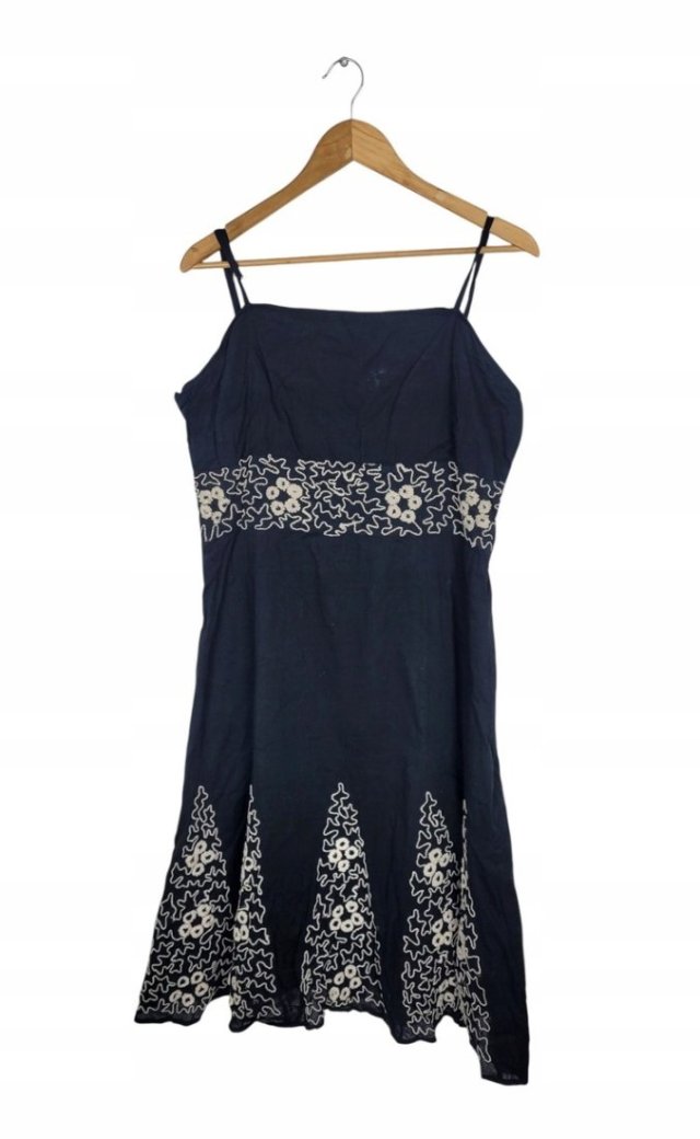 REPEAT sukienka midi czarna z haftem 42 XL