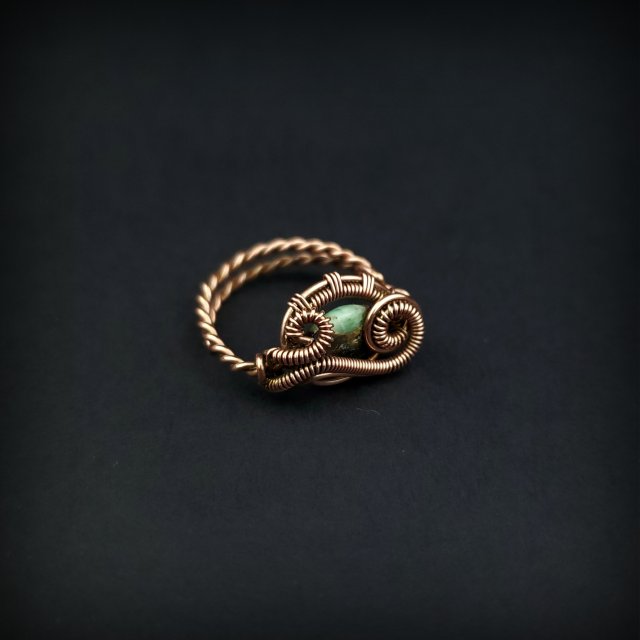 Szmaragd regulowany pierścionek z miedzi