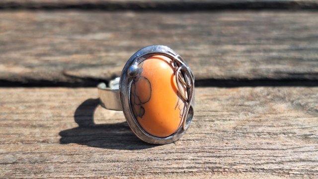 Pomarańczko - pierścionek regulowany