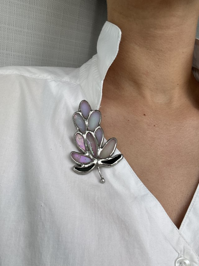 Witrażowa broszka Kwiat Lawenda