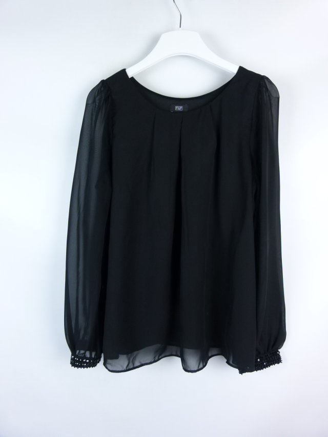F&F czarna szyfonowa bluzka bufki 16 / 44