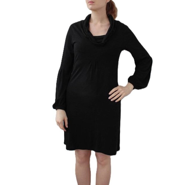 Sukienka vintage wełna wiskoza dzianinowa czarna Oasis