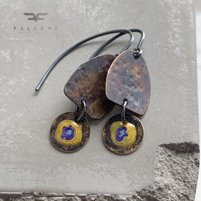 Kolczyki Polne Kwiaty - Rustic Brown & Ochre