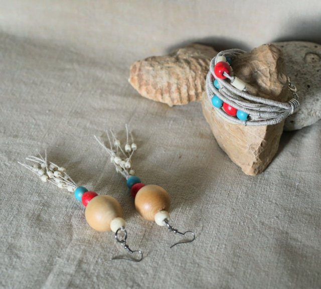 Komplet kolczyki i bransoletka