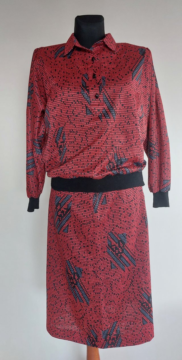 Zestaw bluzka + spódnica midi  vintage lata 80-te