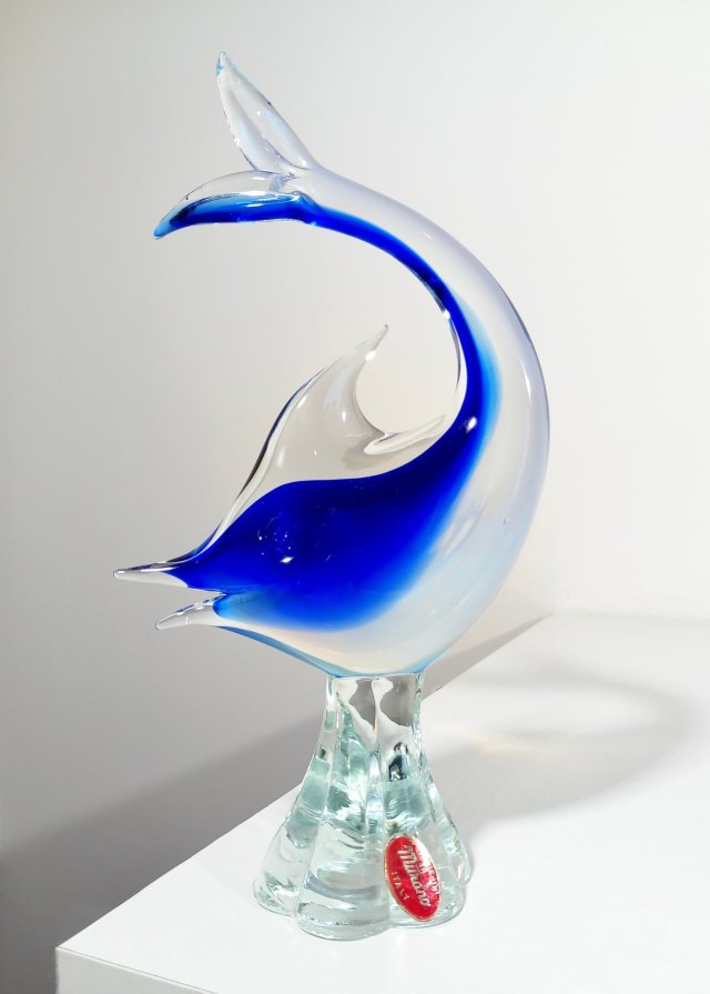 Murano ryba szkło V. Nason Sommerso kolekcjonerska figurka szklana Wenecja