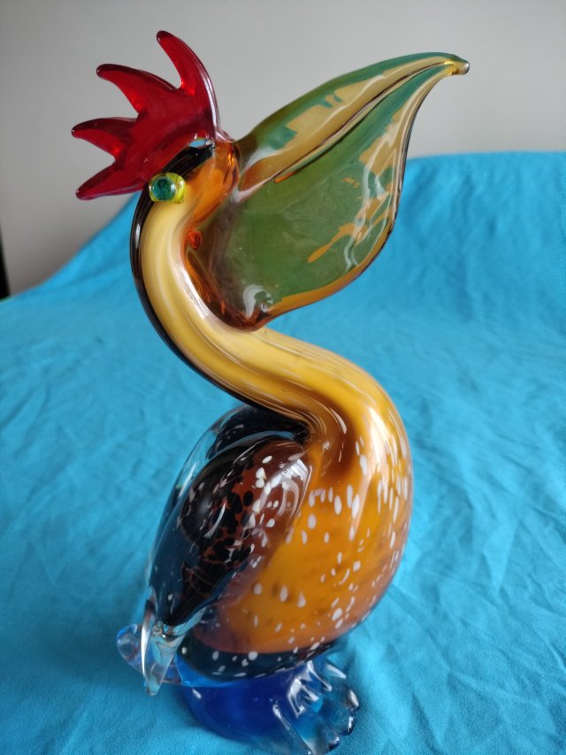 Figurka pelikana Murano szkło weneckie ręcznie robiona kolekcjonerska dekoracja MCM, Rare