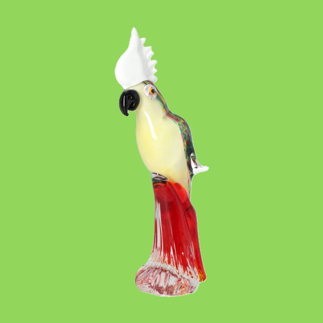 Duża Figura Papuga Kakadu – Szkło Murano Artystyczne, 35 cm