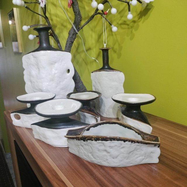 Muzealny Zestaw 7 el. Jitka Forejtova – Keramo Kostelec – Stan Idealny – Lata 50.