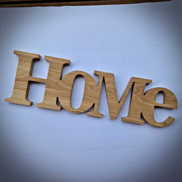 Drewniany napis Home, dekoracyjny, na ścianę lub do postawienia, z litego drewna, dębowy, dąb, napis z drewna