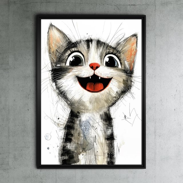 Kot Rysunkowy - grafika na plakacie na A3