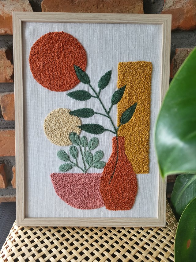 Ręcznie haftowany obraz boho