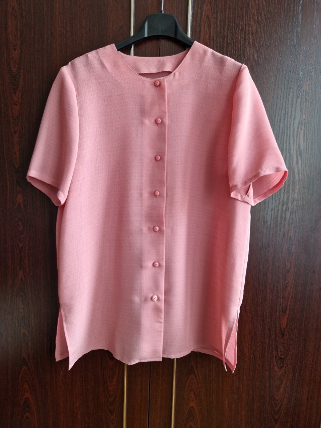 Bluzka bez kołnierzyka ciemny róż