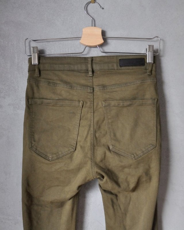 Jeansy wysoki stan skinny khaki military green XS